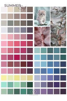 the color scheme for summer is shown in shades of blue, green and pinks