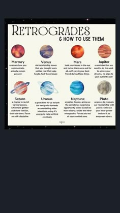 the planets and their names are shown in this poster, which shows how to use them