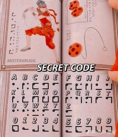 an open book with pictures of ladybugs on it and the words secret code