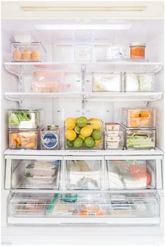 an open refrigerator filled with lots of food