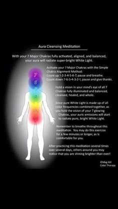 Chakra meditation Basic Meditation, Aura Colors Meaning, Cleansing Meditation, Chakra Mantra, Aura Healing, The Oregon Trail, Channeling Energy, Aura Cleansing, Angelic Realm