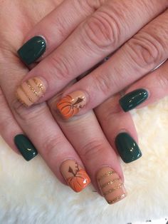 Fall Pumpkin Nails 2023, Unique Fall Nail Designs, Fall Pumpkin Nail Designs, Pumpkin Nails Fall, Fall Pumpkin Nails, Fall Pedicures, Nail Designs Fall, Cowboy Nails, Pumpkin Nail Art