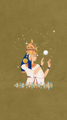 an ancient egyptian painting depicting the god as he is catching a ball with his hands