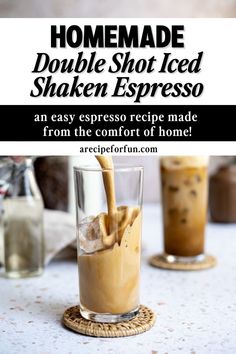 homemade double shot iced shaker espresso recipe made from the comfort of home