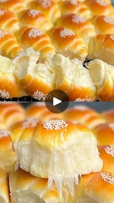 two images show how to make rolls with butter and other toppings on the top