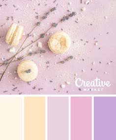 the color scheme is pastel pink, yellow and purple with lavender sprinkles