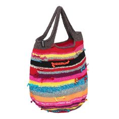 a multicolored handbag is shown on a white background