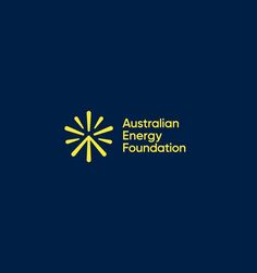 the australian energy foundation logo on a dark blue background with yellow and white letters that read,