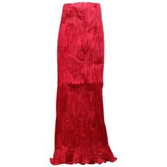 Make A Statement With This Amazing Piece! Circa late 1980s, this Bernard Perris couture pleated silk crepe skirt is a vibrant red color and features an arched high waisted top hem. Floor length with a slight ruffled hem and a tonal zipper in the back. The most jaw dropping piece for your next special occasion! Made in France and 100% Silk. Would best fit a 00 or 0 **Other pieces in the outfit are listed separately** Fitted Maxi Skirt With Folds For Evening, Fitted Party Maxi Skirt With Folds, Fitted Maxi Skirt With Folds For Party, Evening Silk Pleated Skirt, Fitted Silk Skirt With Folds, Silk Party Skirt With Folds, Silk Skirt With Folds For Party, Fitted Pleated Maxi Skirt For Evening, Fitted Silk Skirt With Accordion Pleats