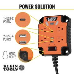 an orange and black device with instructions on how to use the plugged in charger