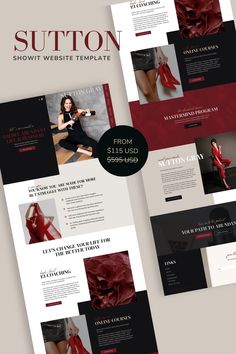 the website design is designed to look like it has many different colors and shapes, including red