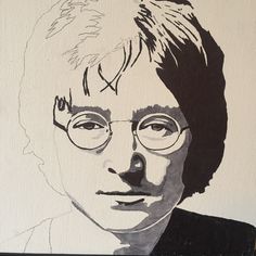 a drawing of the famous harry potter is shown in black and white on a canvas