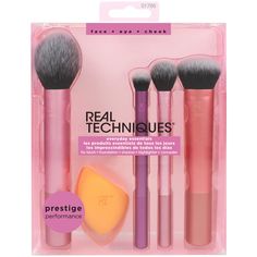 Everyday Essentials Set – RealTechniques.com Real Techniques Setting Brush, Essential Makeup Brushes, Real Techniques Brushes, Makeup Blending, Makeup Blender, Makeup Brush Kit, Blush Highlighter, Beauty Sponge, Real Techniques