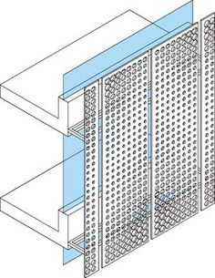 the side view of a metal rack with perforated panels and holes on it