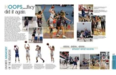 Basketball Layout Design, Yearbook Basketball Spreads, Basketball Yearbook Page, Yearbook Layouts Templates Aesthetic, Sports Yearbook Spreads, Basketball Yearbook Spread, Basketball Journal, Newspaper Design Inspiration