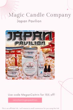 an advertisement for the japanese cosmetics company japan pavilion, with its products and prices on it