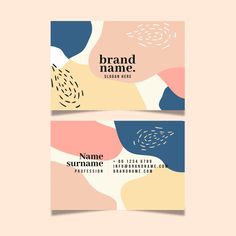 two business cards with abstract shapes