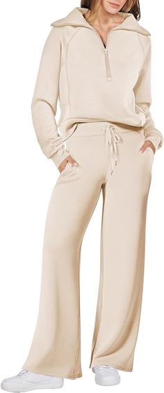 ANRABESS Women 2 Piece Outfits … curated on LTK Comfy Sets, Style Sportif, Oversize Casual, Jumpsuit Outfit, Half Zip Sweatshirt, Estilo Chic, Casual Sets, Lounge Sets