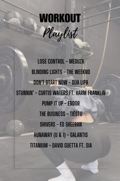 a person doing squats with the words workout playlist