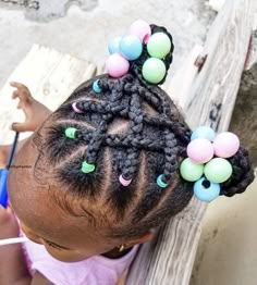 Braids And Beads, Band Hairstyles, Rubber Band Hairstyles, Kids Curly Hairstyles, Kid Braid Styles