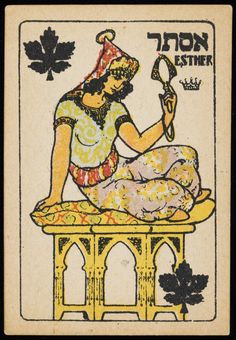 a tarot card with an image of a woman sitting on top of a table