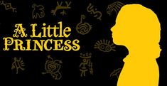 the silhouette of a child's head against a black background with little princess symbols