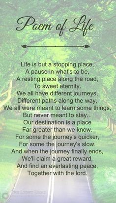 poem of life with road and trees in the background