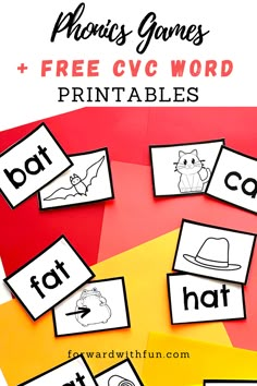 printable phonics games and free cvc word activities for kids to learn