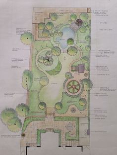 an architectural drawing of a garden design