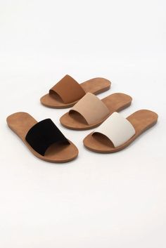 SIMPLE BOLD UPPER FLEXIBLE COMFY SOLE SLIDE LIGHTWEIGHT, FLEXIBLE, COMFORTABLE SOLE IDEAL TO PAIR WITH BOYFRIEND DENIM OR A SPRING-SUMMER BEACH DRESS HEEL HEIGHTS: 0.6" FAUX NUBUCK PU LEATHER Classic Sandals, Summer Beach Dress, With Boyfriend, Instagram Giveaway, Boyfriend Denim, Dress And Heels, Beach Dress, Boyfriend Jeans, Womens Sandals