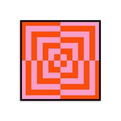 an orange and pink square with squares on it