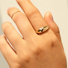 Grand Coupe Dome Ring Modern Gold Rings With Curved Design, Modern Gold Curved Rings, Modern Curved Gold Rings, Gold Curved Rings For Gifts, Gold Curved Rings For Gift, Curved Gold Rings For Gifts, Minimalist Curved Gold Jewelry, Classic Dome Ring With Open Shape, Modern Oval Dome Ring, Tarnish Resistant