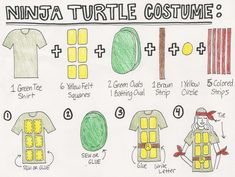 the instructions for how to make a ninja turtle costume