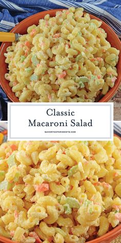 the macaroni salad is ready to be eaten