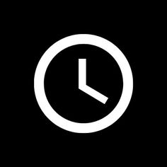 a white clock on a black background with the time is 11 o'clock icon