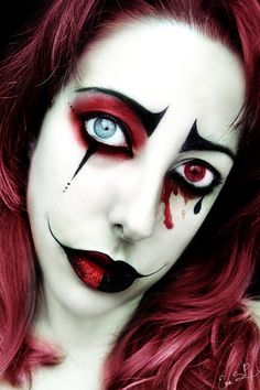 Mad Harlequin Clown Makeup for Halloween http://chuchy5.deviantart.com Harlequin Makeup, Halloween Makeup Sugar Skull, Halloween Makeup Clown, Mascaras Halloween, Hallowen Ideas, Scary Halloween Costume, Holloween Costume, Halloween Makeup Scary, Scary Halloween Costumes