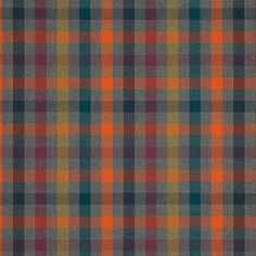 an orange and blue plaid fabric