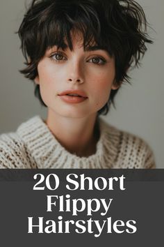 20 Short Flippy Hairstyles Flippy Bob Hairstyles Over 50, Pixie Haircut For Straight Thick Hair, Haircuts 2024 Short, Short Shag Hairstyles With Curtain Bangs, Floppy Short Hair, Classic Short Haircuts For Women, Shaggy Blonde Hair Short, Short Flip Hairstyles, Short Pixie Shag Haircuts For Fine Hair