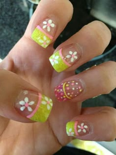 Square Baddie Nails, Twee Nails, 2000s Nail Art, Tacky Nails, Tropical 2000s, Beach Themed Nails, 2000s Nails, Nail Art Fun, Doing My Nails