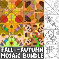 fall autumn mosaic bundle for kids to color and draw with the help of their own hands