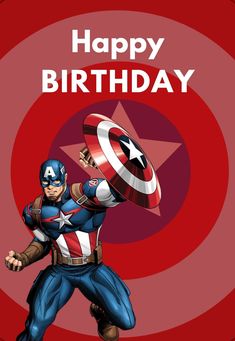 Happy Birthday Marvel, Avengers Birthday Card, Happy Birthday Superhero, Birthday Captain, Captain America Quotes, America Quotes, Captain America Birthday, Captain America Shirt, Birthday Memes