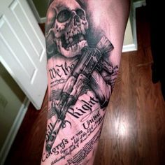 Ak47 Tattoo, Tattoos Black, Full Sleeve Tattoo Design, Flag Tattoo, Leg Sleeve Tattoo