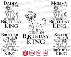 the lion king svg files for children's birthdays and other crafts, including an