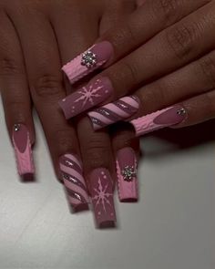 Sweater Nails, Colored Acrylic, Unique Acrylic Nails, Long Acrylic, Pink Acrylic, Pink Acrylic Nails, Long Acrylic Nails