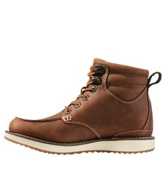 Waterproof Lace-up Boots For Walking With Moc Toe, Brown Waterproof Moc Toe Boots With Lug Sole, Brown Moc Toe Waterproof Boots With Lug Sole, Rugged Lace-up Moc Toe Boots With Leather Sole, Rugged Oiled Leather Lace-up Boots With Moc Toe, Womens Casual Boots, Moc Toe Boots, Rugged Style, Ll Bean