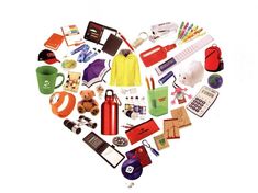 a heart made up of various items and things to put in the shape of a heart