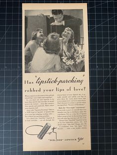 an old advertisement from the 1950's shows women talking to each other