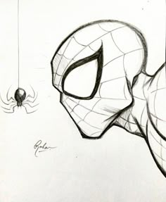 a drawing of a spider - man with his head in the air next to a web ball