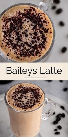 two different shots of bailey's latte