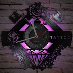 PRICES MAY VARY. 【7 LIGHTING MODES】This tattoo signs wall clock features an LED backlight that can be adjusted to the color you want. 【MAKE YOUR BUSINESS BETTER】Ours modern LED tattoo sign wall clocks are bright enough to attract customers' attention. Wide slot in back for easy hanging. Vintage 12" tattoo art wall decor LED wall clock bright hand color for easy to read. 【HIGH QUALITY MOVEMENT】Good quality movement with silent non-ticking. Timing is precise and accurate to the second. Upgraded wa Changing Tattoo, Tattoo Shop Decor, Studio Sign, 12 Tattoos, Wall Clock Light, Amazing Bedroom Designs, Led Wall Clock, Tattoo Signs, Tattoos For Black Skin